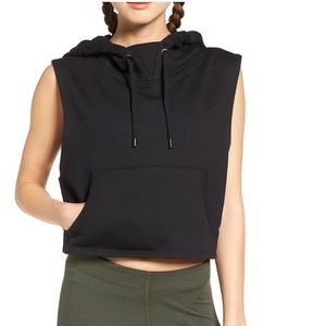 IVY PARK Black Cropped Sleeveless Hoodie